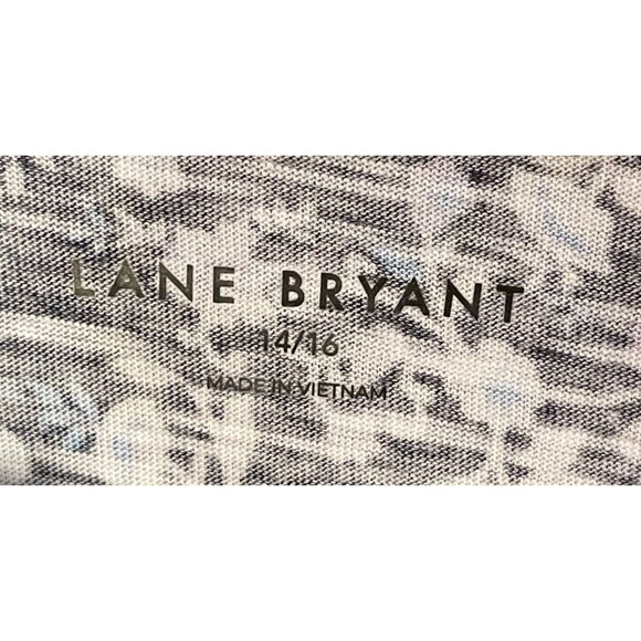 Lane Bryant Womens Floral Print Short Sleeve Cotton Blend Shirt 14/16 Navy White - Picture 3 of 4